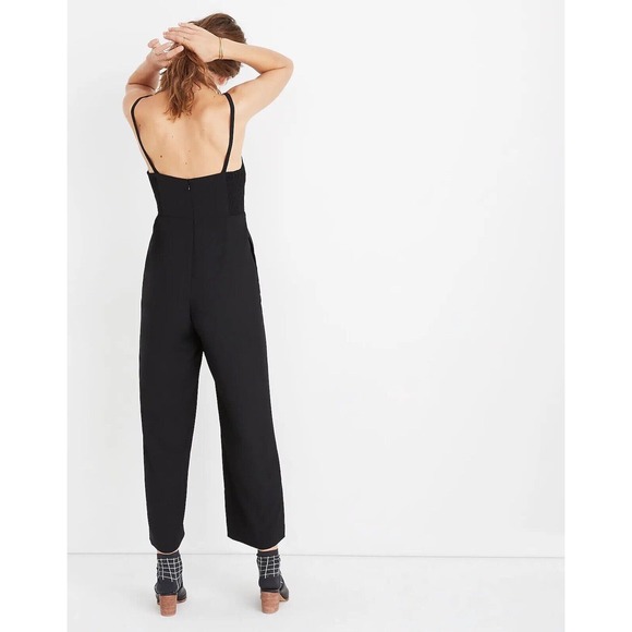 Madewell Thistle Cami Black Jumpsuit Wide Leg Smocked Size‎ 6 - Picture 2 of 8